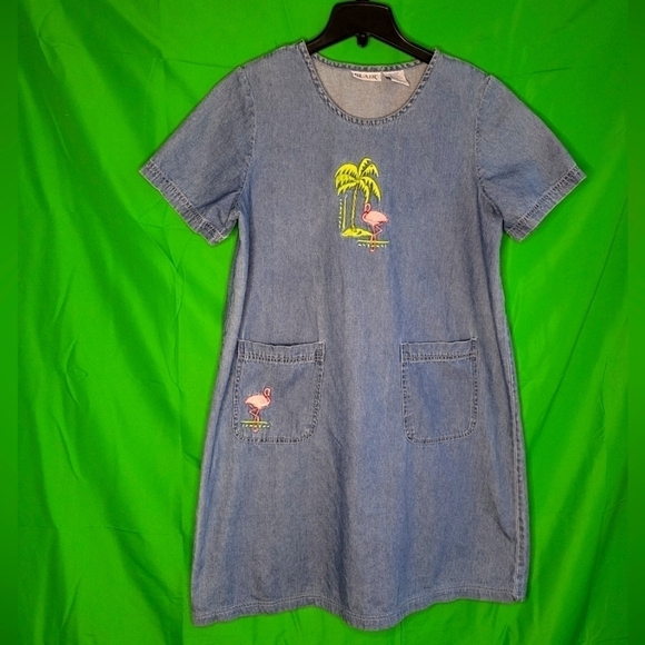 Blair Dresses & Skirts - Vintage  Blair denim flamingo pink beach cotton medium dress